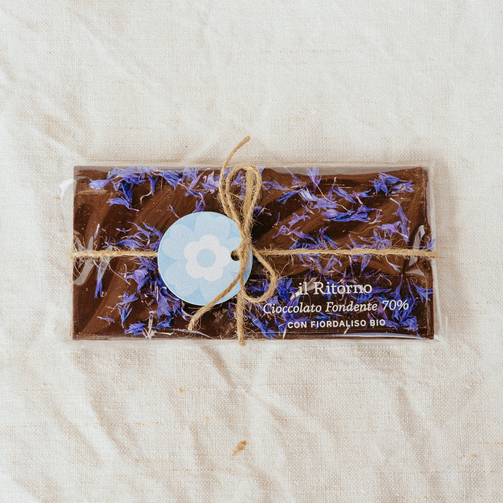 Cioccolato Fondente 70% con Fiori di Fiordaliso 100g